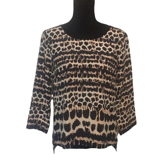 Anthropologie Maeve Linosa Animal Print Silk Top - Size Small - Picture 2 of 5